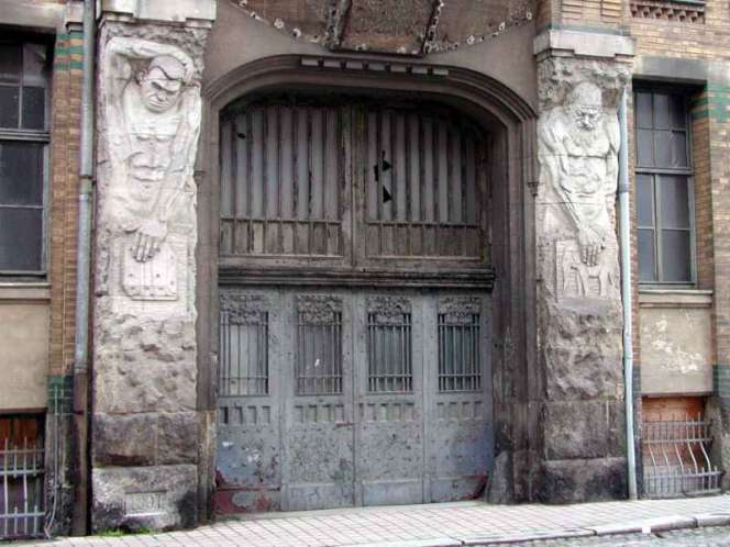 The entrance to the building of Saxony Metal Goods Factory August Wellner & Sons in Aue The entrance to the building of Saxony Metal Goods Factory August Wellner & Sons in Aue