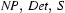 \textit{NP},\ \textit{Det},\ \textit{S}