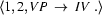 \langle 1, 2, VP\ \rightarrow\ IV\ .\rangle