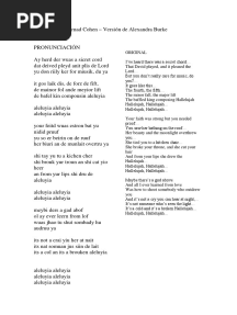 Aleluya Cohen Letra y Fonetica