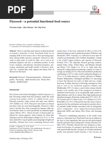 Flaxseed - A Potential Functional Food Source: Review