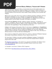 Difference Between Bisaya Binisaya Visayan Cebuano