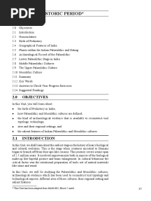 Unit 2 Prehistoric Period : 2.0 Objectives