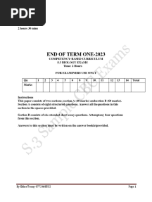 S. 3 Biology Paper 1