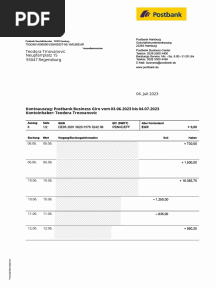 Postbank Kontoauszug Geschaeftskunden DIN A4