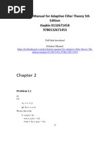 Solution Manual For Adaptive Filter Theory 5th Edition Haykin 013267145X 9780132671453