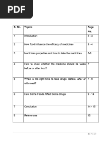Pharmacology Assignment - Medicines and Meals