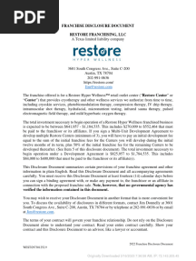 Restore - Franchise Disclosure Document - 74c9441e