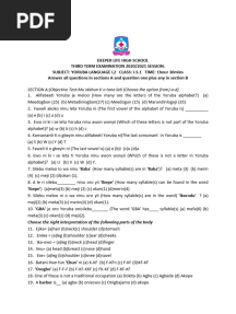 JS 1 Yoruba L2 Exam 3RD Term