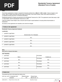 Ontario Residential Tenancy Agreement