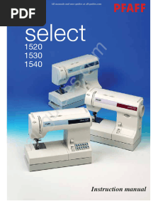 Pfaff Select 1520/1530/1540 Sewing Machine Instruction Manual