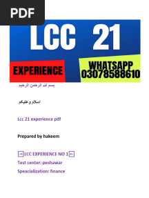 LCC 21 Experience PDF Prepared by Hakeem Bhai-1