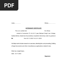 LLB 5 Sem Internship File Format