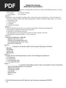 Operations Management MCQ With Answers