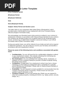 Garden Leave Letter Template