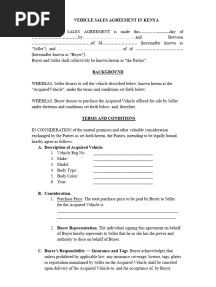 Vehicle Sales Agreement in Kenya