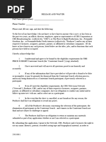 The Price Is Right - Release and Waiver