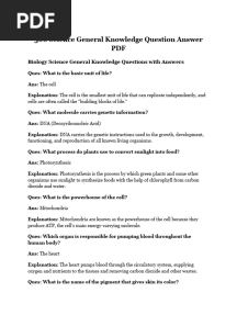 500 Science General Knowledge Question Answer PDF