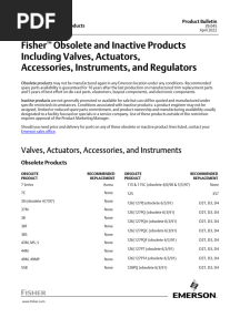 Product Bulletin Fisher Obsolete Inactive Products Including Valves Actuators Accessories Instruments Regulators en 3666970