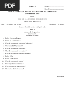 Business Regulations 2023 Question Paper
