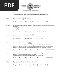 Version Des Aufnahmetests Mathematik Der Homepage Des Studienkollegs