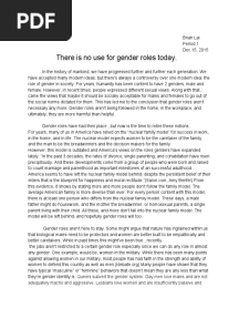 There Is No Use For Gender Roles Today