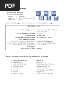 At The Hotel Vocabulary PDF