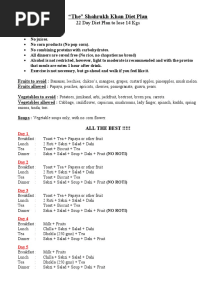 "The" Shahrukh Khan Diet Plan