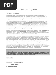 Syllabus For Introduction To Linguistics FINAL