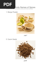 Names of Spices in English and Urdu