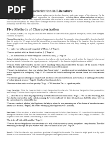 Methods of Characterization in Literature