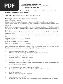 Yoruba Language Exam Past Questions For Junior Secondary School