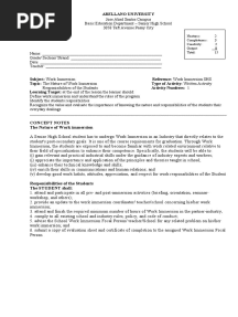 Concept Notes The Nature of Work Immersion