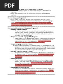 From Monolingual To Multilingual - Language Programs and Policies Across ASEAN Countries Written Report (Highlighted)