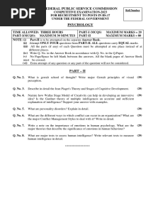 CSS Psychology Past Papers 2000-2023 (Free Download)