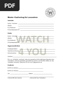 Kaufvertrag Für Luxusuhren 26.04.2019
