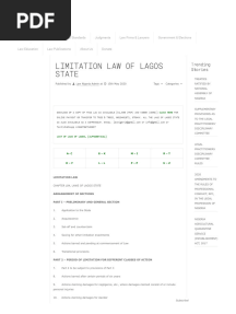 Limitation Law of Lagos State - Laws
