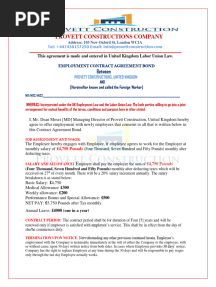 Provett Construction Company-Contract Agreement Letter