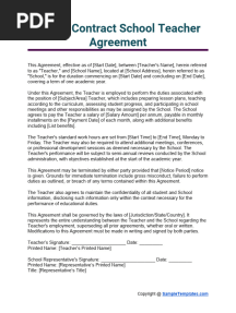 1 Year Contract School Teacher Agreement