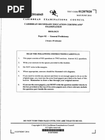 CSEC Bio Paper 2 Booklet (2016 - 2023)