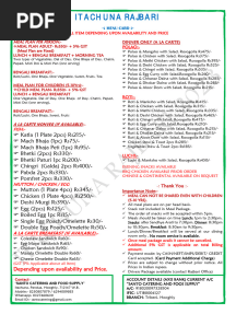 Itachuna Rajbari Menu Card (SCFS) 2023-24