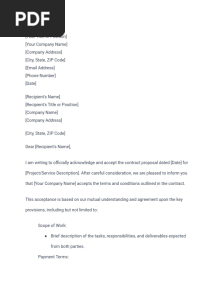 How To Write A Contract Acceptance Letter