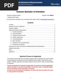 Sheridan Animation Portfolio Requirements 2024-25