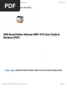 KBS Bread Maker Manual: MBF-010 User Guide & Recipes PDF