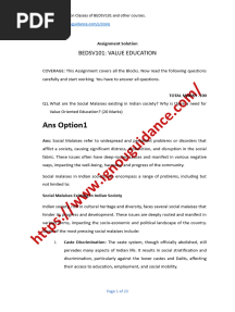 Assignment Solution of Value Education BEDSV101