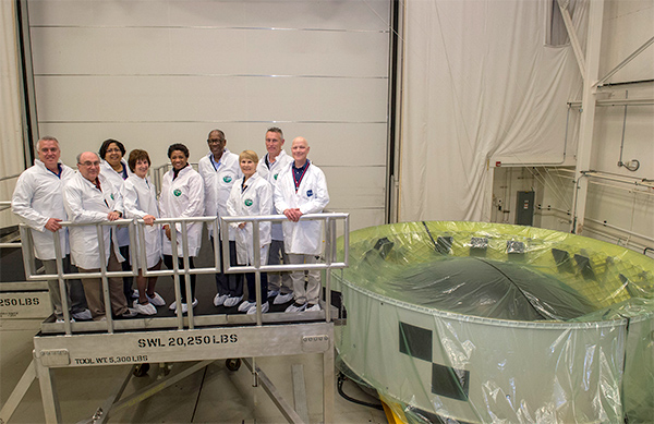 ASAP Group Photo: From left to right: Mr. David West, Dr. Donald McErlean, Ms. Evette Whatley (NASA ASAP Administrative Officer), Dr. Patricia Sanders (ASAP Chair), Ms. Carol Hamilton (NASA ASAP Executive Officer), General Lester Lyles (NAC Chair), Ms. Paula Frankel (ASAP Technical Writer), Capt. Christopher Saindon, and Andy Schorr (MSFC OSA Presenter)