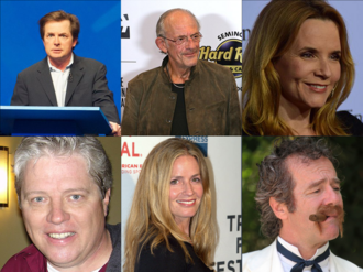 Portrait photos of the stars of the film: Michael J. Fox, Christopher Lloyd, Lea Thompson, Thomas F. Wilson, Elisabeth Shue and Jeffrey Weissman