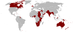 A world map highlighting the British Empire