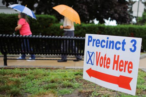 Voters arrive at their polling ___location on Primary Election day in Rockport, Massachusetts, U.S., September 6, 2022.  REUTERS/Brian Snyder