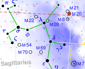 ___location of Trifid Nebula in Sagittarius
